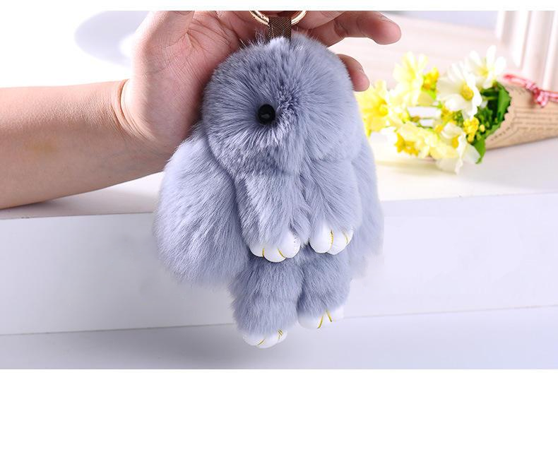 Kawaii Rabbit Fur Plush Toy Keychain