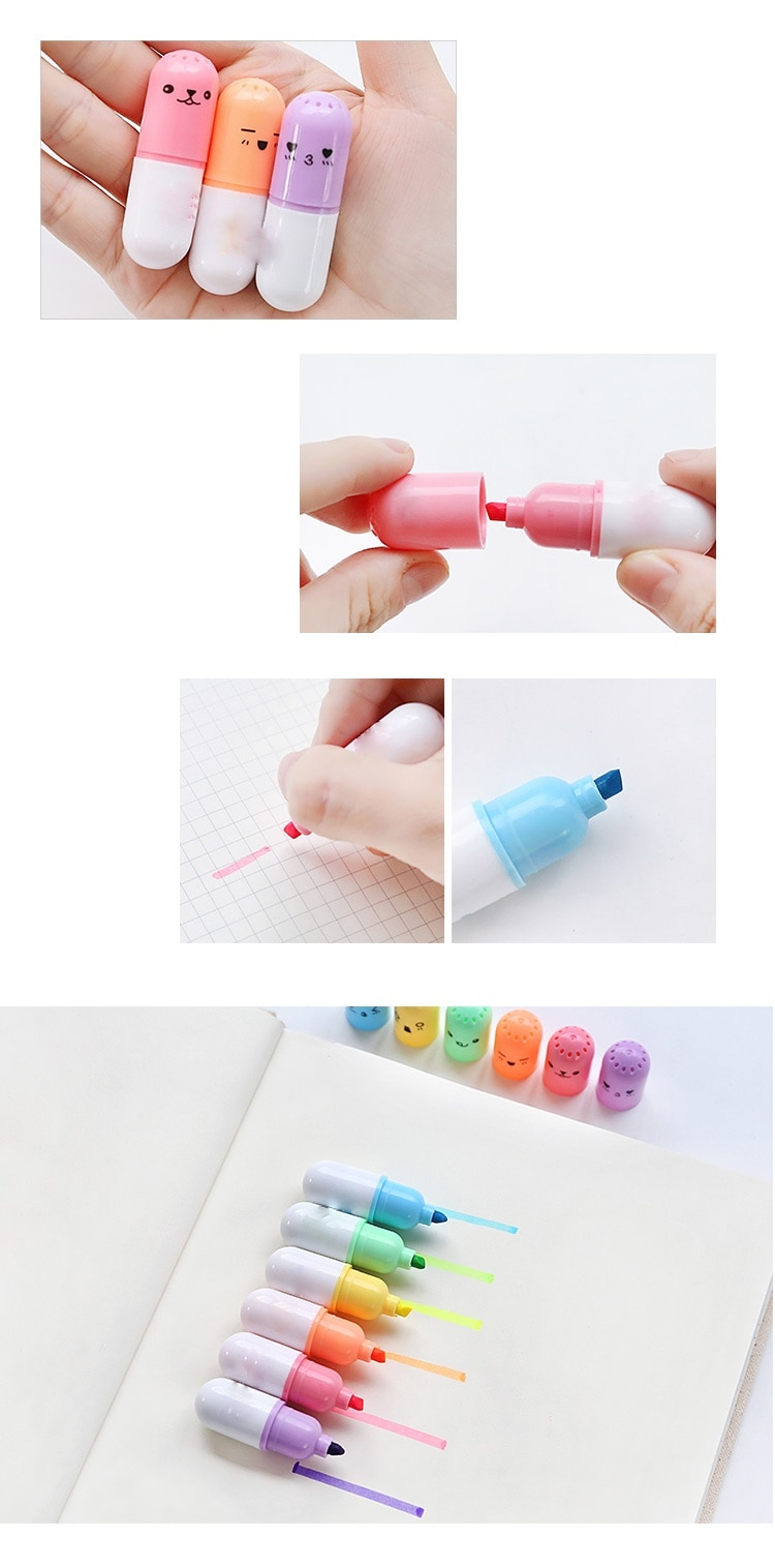 Kawaii Capsule Vitamin Pill Model Stationery Highlighter Pen