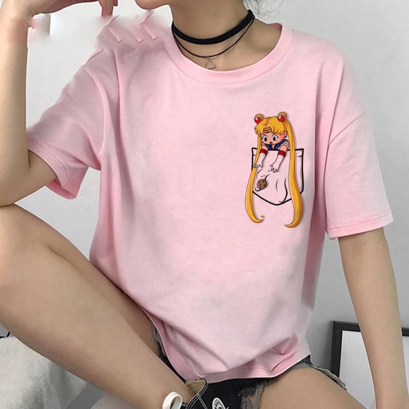 Sailor Moon Cartoon Harajuku Aesthetic T-Shirt - KawaiiMerch.com