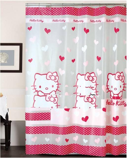 Cartoon Hello Kitty Bathroom Waterproof Shower Curtain