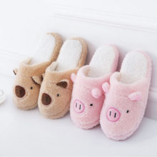 TINO KINO New Winter Women Cartoon Pig Bear Flat Slippers Faux Fur Home Cute Warm Plus Size Female Comfort Ladies Bedroom Shoes TINO KINO New Winter Women Cartoon Pig Bear Flat Slippers Faux Fur Home Cute Warm Plus Size Female Comfort Ladies Bedroom Shoes