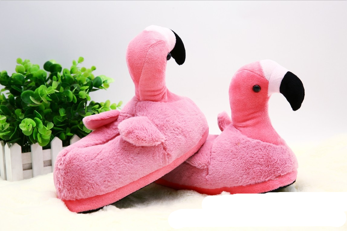 Flamingo Cartoon Soft Short Plush Shoe Flamingo Cartoon Soft Short Plush Shoe