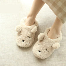 Millffy miss cute cartoon bear winter indoor floor slip home warm plush slippers with heel shoes women Millffy miss cute cartoon bear winter indoor floor slip home warm plush slippers with heel shoes women