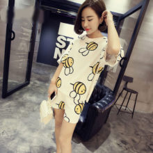 Bee Print Cute Ladies Summer Short Sleeve Pajamas Set with Shorts for Women Female Sleepwear Set Home Clothing Plus Size #45 Bee Print Cute Ladies Summer Short Sleeve Pajamas Set with Shorts for Women Female Sleepwear Set Home Clothing Plus Size #45