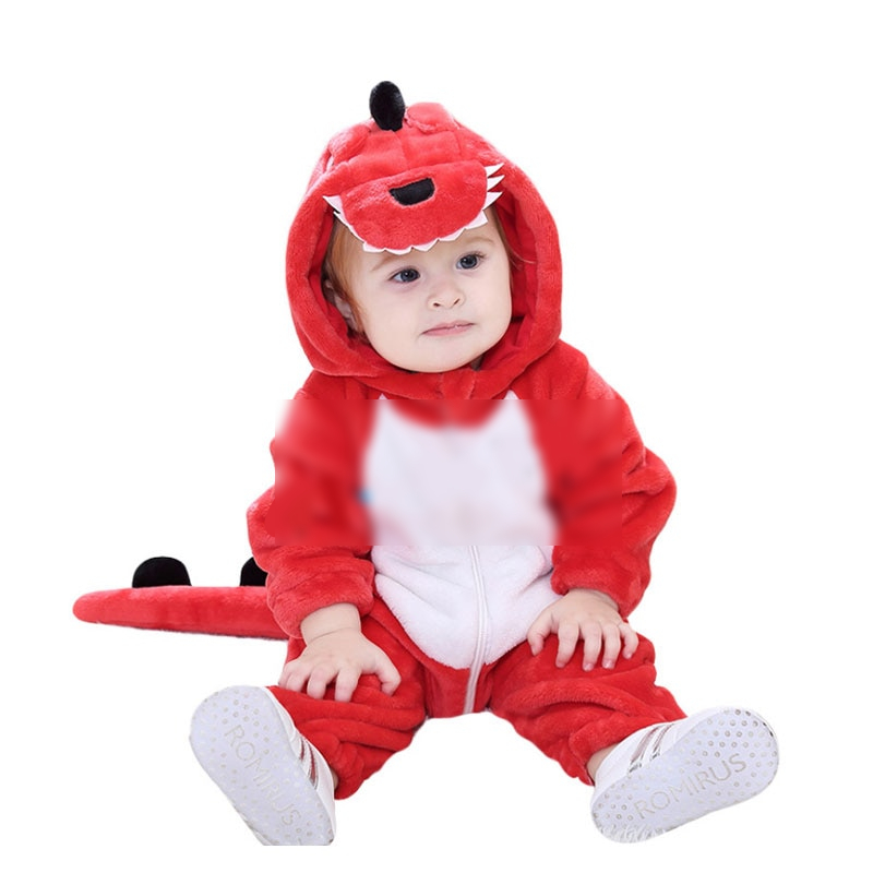 Red Dinosaur Kigurumi Onesie Cartoon Pijama Outfit Costume