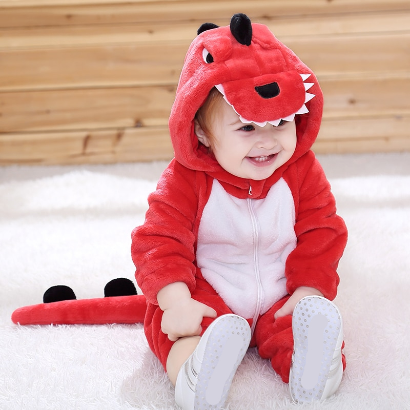 Red Dinosaur Kigurumi Onesie Cartoon Pijama Outfit Costume