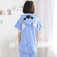 Summer Short Sleeve Kigurumis Anime Blue Stitch Onesie Cute Funny Suit Adult Women Girl Couple Pajama Cotton Hooded Jumpsuit Summer Short Sleeve Kigurumis Anime Blue Stitch Onesie Cute Funny Suit Adult Women Girl Couple Pajama Cotton Hooded Jumpsuit