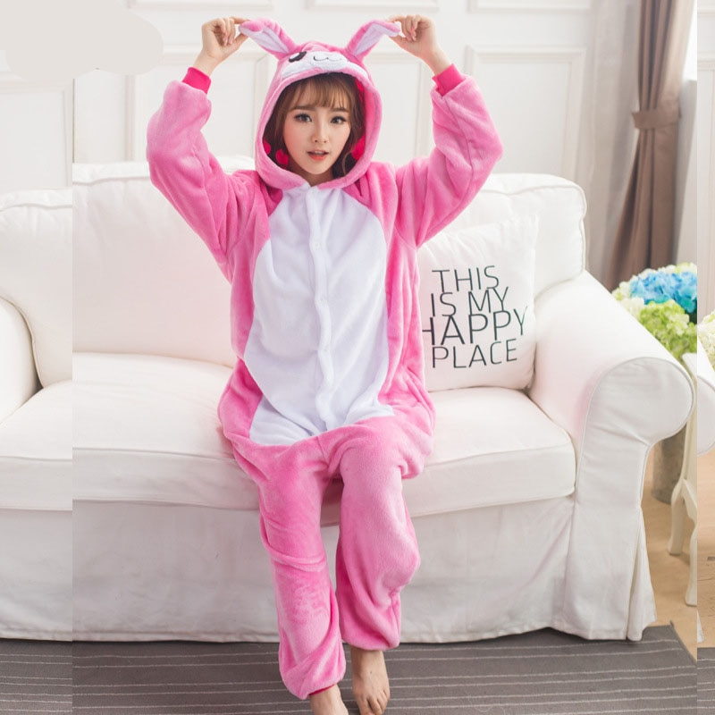 Pink Rabbit Pajamas Costume Soft Sleepwear - KawaiiMerch.com