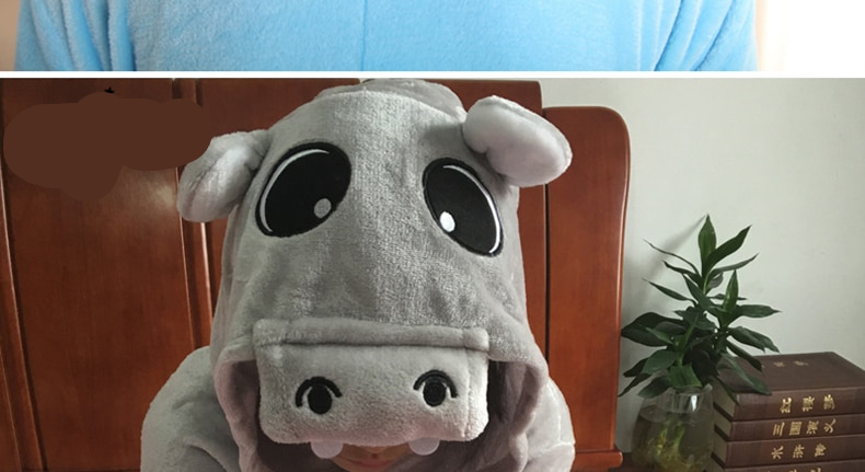 Animal Hippo Kigurumi Onesie Cartoon Pajama Jumpsuit