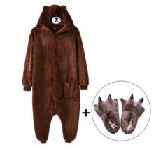 Bear Onesie Slippers Women Men Kigurumis Adult Animal Cartoon Pajama Funny Festival Party Fancy Suit Zipper Button Overalls Bear Onesie Slippers Women Men Kigurumis Adult Animal Cartoon Pajama Funny Festival Party Fancy Suit Zipper Button Overalls