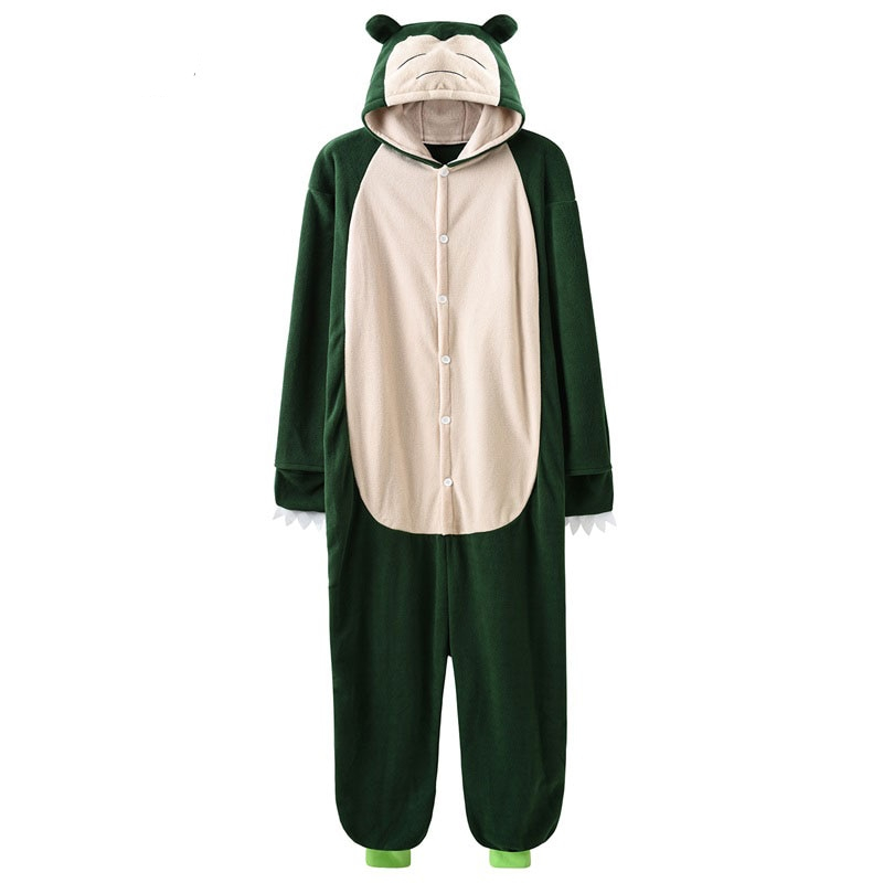 Snorlax Onesie Anime Kigurumis Women Men Couple Pajama Polar Fleece Funny Cute Suit Winter Street Wear Animal Cartoon Overalls