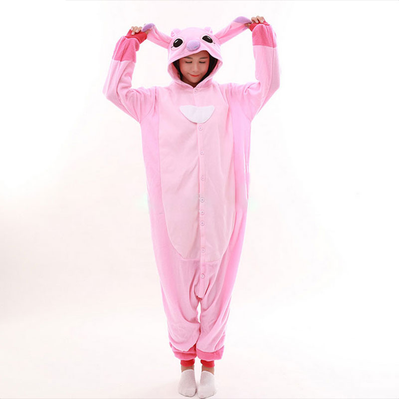 Pink Lilo Stitch Kigurumi Onesies Pajama Jumpsuit - KawaiiMerch.com