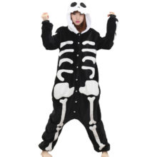 Women Onesie Skeleton Costume Funny Pajama Adult Cartoon Party Role Play Suit Winter Warm Flannel Jumpsuit Hallween Clothing Women Onesie Skeleton Costume Funny Pajama Adult Cartoon Party Role Play Suit Winter Warm Flannel Jumpsuit Hallween Clothing