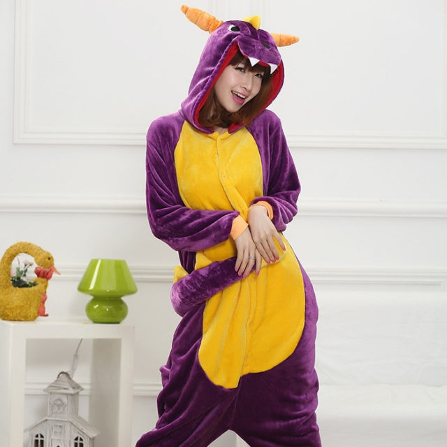 Kigurumi Onesie Spyro Shiryu Purple Dragon Pajama Costume