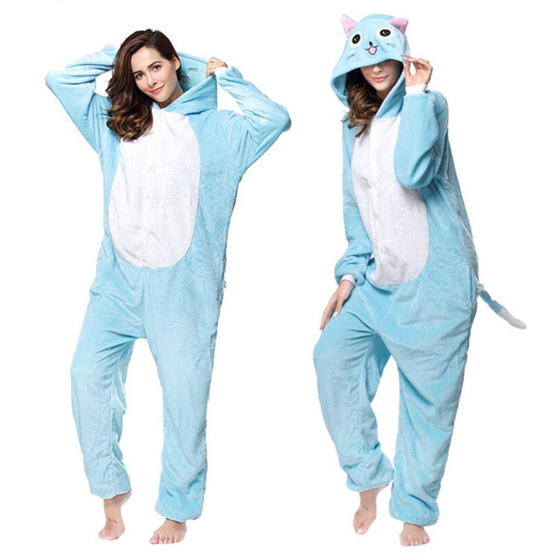 Kigurumi Onesie Happy Blue Cat Pajama Costume