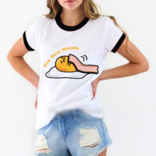 Five more minutes funny sleeping lazy egg print graphic t shirts women Gudetama tshirt tee shirt femme camisas mujer top clothes Five more minutes funny sleeping lazy egg print graphic t shirts women Gudetama tshirt tee shirt femme camisas mujer top clothes