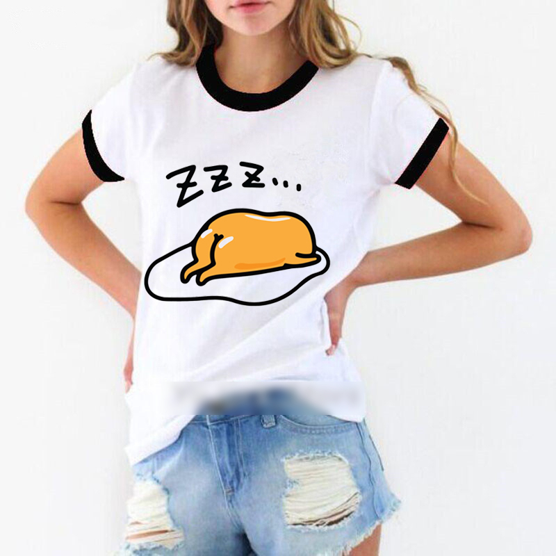 Kawaii Sleeping Lazy Egg Print Graphic T-Shirts