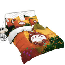 Bedding Set Duvet Cover Cartoon Totoro Bed Linens Flower Flat Sheet with Two Pillowcases Twin Bedding Set Duvet Cover Cartoon Totoro Bed Linens Flower Flat Sheet with Two Pillowcases Twin