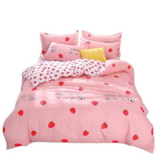4pcs Pink Strawberry kawaii Bedding Set Luxury Queen Size Bed Sheets Children Quilt Soft Comforter Cotton Bedding Sets For Girl 4pcs Pink Strawberry kawaii Bedding Set Luxury Queen Size Bed Sheets Children Quilt Soft Comforter Cotton Bedding Sets For Girl