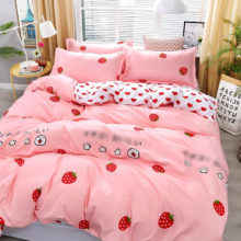 4pcs Pink Strawberry kawaii Bedding Set Luxury Queen Size Bed Sheets Children Quilt Soft Comforter Cotton Bedding Sets For Girl 4pcs Pink Strawberry kawaii Bedding Set Luxury Queen Size Bed Sheets Children Quilt Soft Comforter Cotton Bedding Sets For Girl