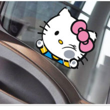 Cartoon Hello Kitty Hit The Glass Style Car Sticker
