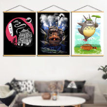 Canvas Home Decoration Print Poster Spirited Away Totoro Pictures Wall Art Wooden Scroll Hanging Painting For Bedside Background Canvas Home Decoration Print Poster Spirited Away Totoro Pictures Wall Art Wooden Scroll Hanging Painting For Bedside Background