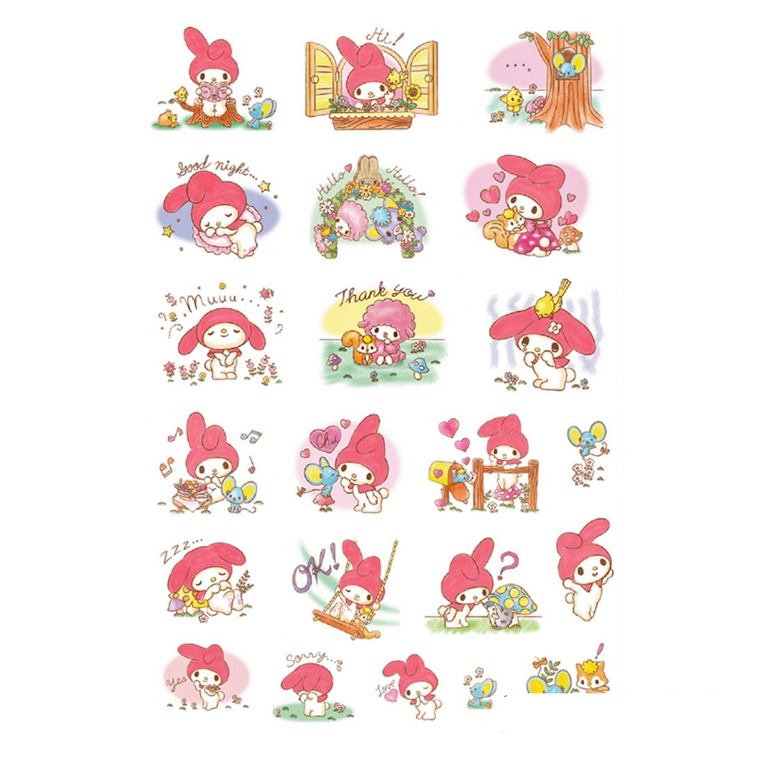 My Melody Cartoon Design Stickers Pack - KawaiiMerch.com