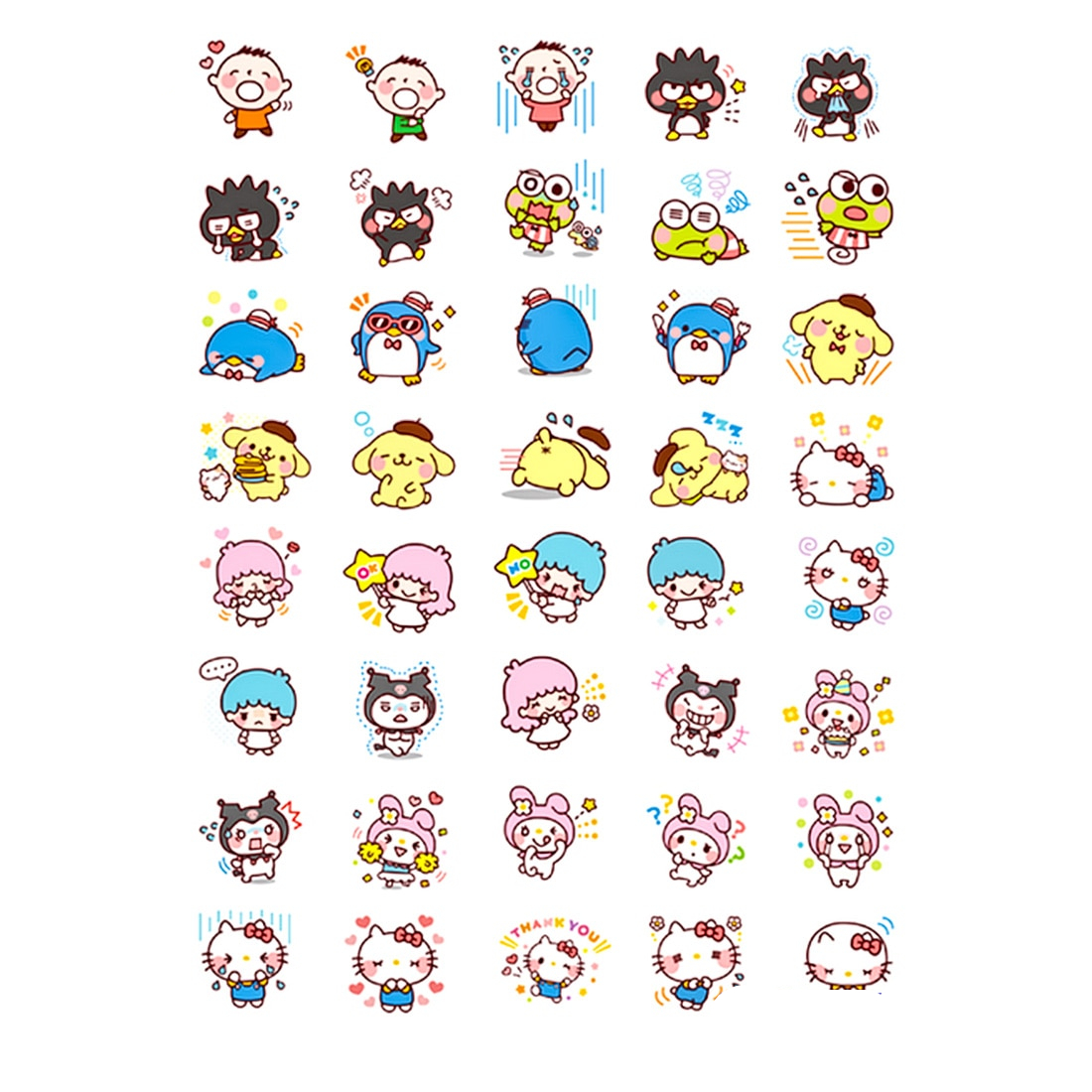 Sanrio/Kitty/Melody/Kuromi/Pompom/Twin Stars Cartoon Stickers ...