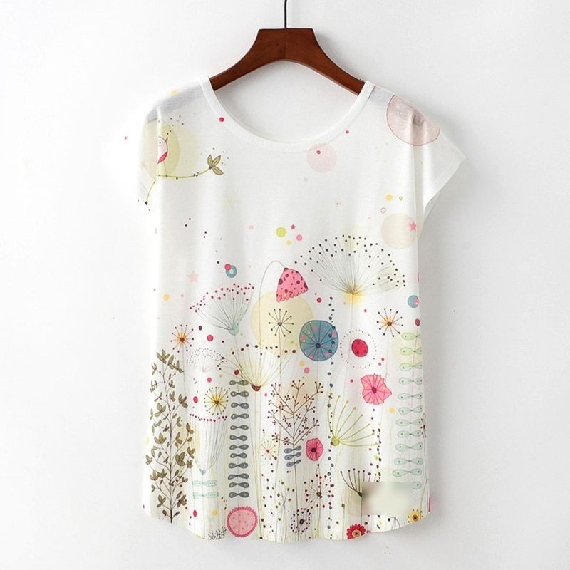 Harajuku Style Cat Cartoon Print Short Sleeve Casual T-Shirt