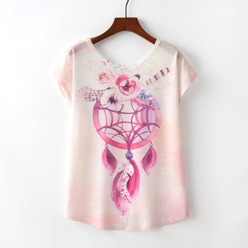 Harajuku Style Cat Cartoon Print Short Sleeve Casual T-Shirt