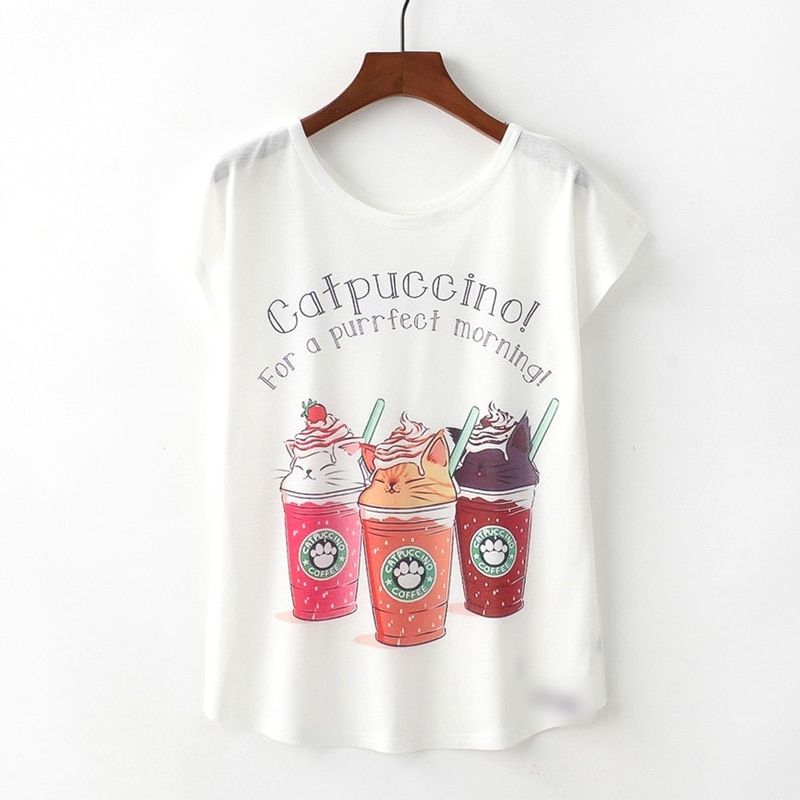 Harajuku Style Cartoon Print Short Sleeve Top