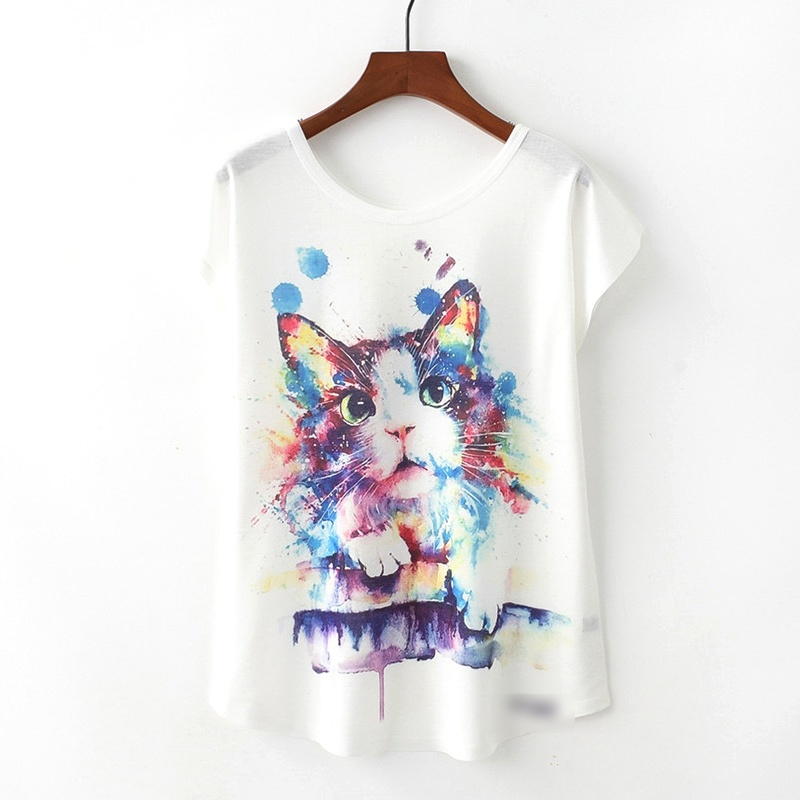 Harajuku Style Cartoon Print Short Sleeve Top