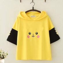 SzBlaZe Pokemon Pikachu Anime Cartoon Hooded T Shirt Short Sleeve Mori Girls Cute With Ears Print kawaii Hooded TShirt Top Tee SzBlaZe Pokemon Pikachu Anime Cartoon Hooded T Shirt Short Sleeve Mori Girls Cute With Ears Print kawaii Hooded TShirt Top Tee