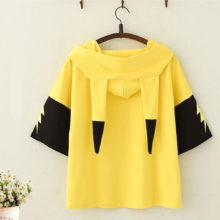 SzBlaZe Pokemon Pikachu Anime Cartoon Hooded T Shirt Short Sleeve Mori Girls Cute With Ears Print kawaii Hooded TShirt Top Tee SzBlaZe Pokemon Pikachu Anime Cartoon Hooded T Shirt Short Sleeve Mori Girls Cute With Ears Print kawaii Hooded TShirt Top Tee