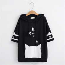 Merry Pretty t shirt women harajuku Japan style kawaii cat tshirt white hooded short sleeve cotton girls tumblr friends tshirts Merry Pretty t shirt women harajuku Japan style kawaii cat tshirt white hooded short sleeve cotton girls tumblr friends tshirts