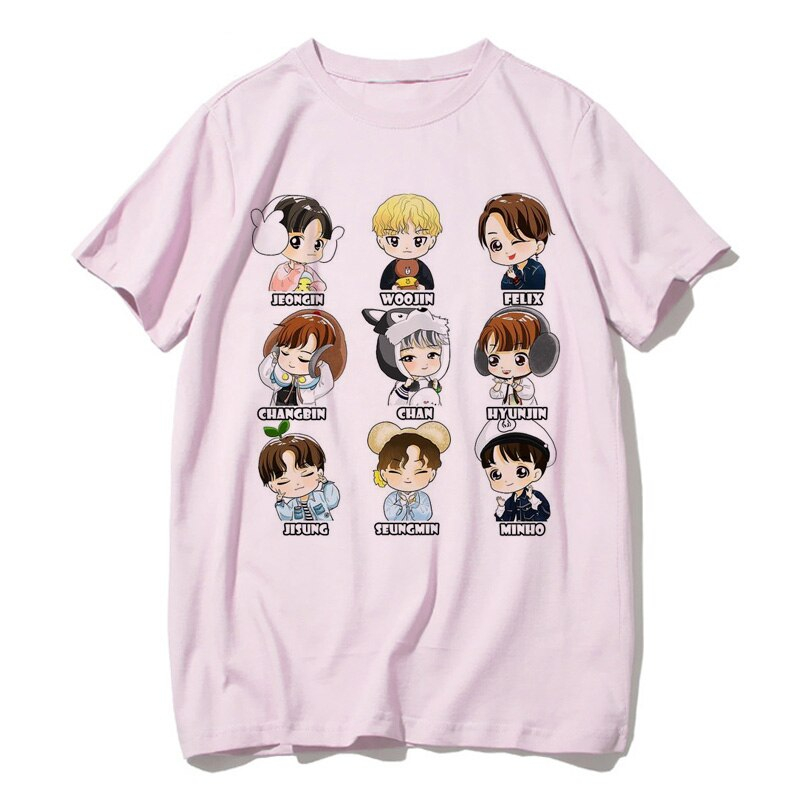 Stray Kids Pink Kawaii Harajuku Short Sleeve T-Shirt