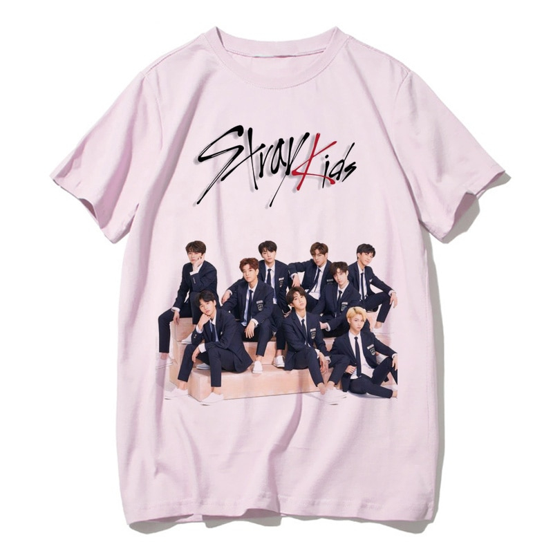 Stray Kids Pink Kawaii Harajuku Short Sleeve T-Shirt