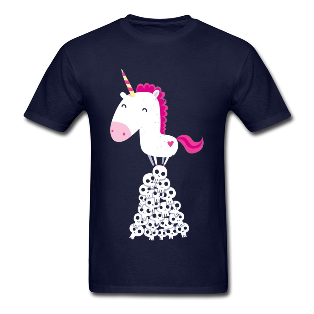 Unicorn Cartoon With Skull Style Casual Short Sleeve T-Shirt