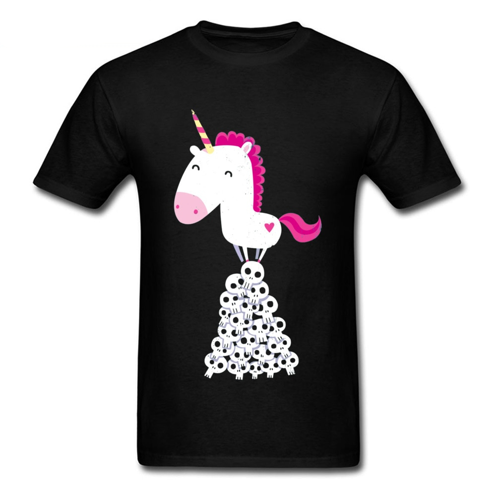 Unicorn Cartoon With Skull Style Casual Short Sleeve T-Shirt