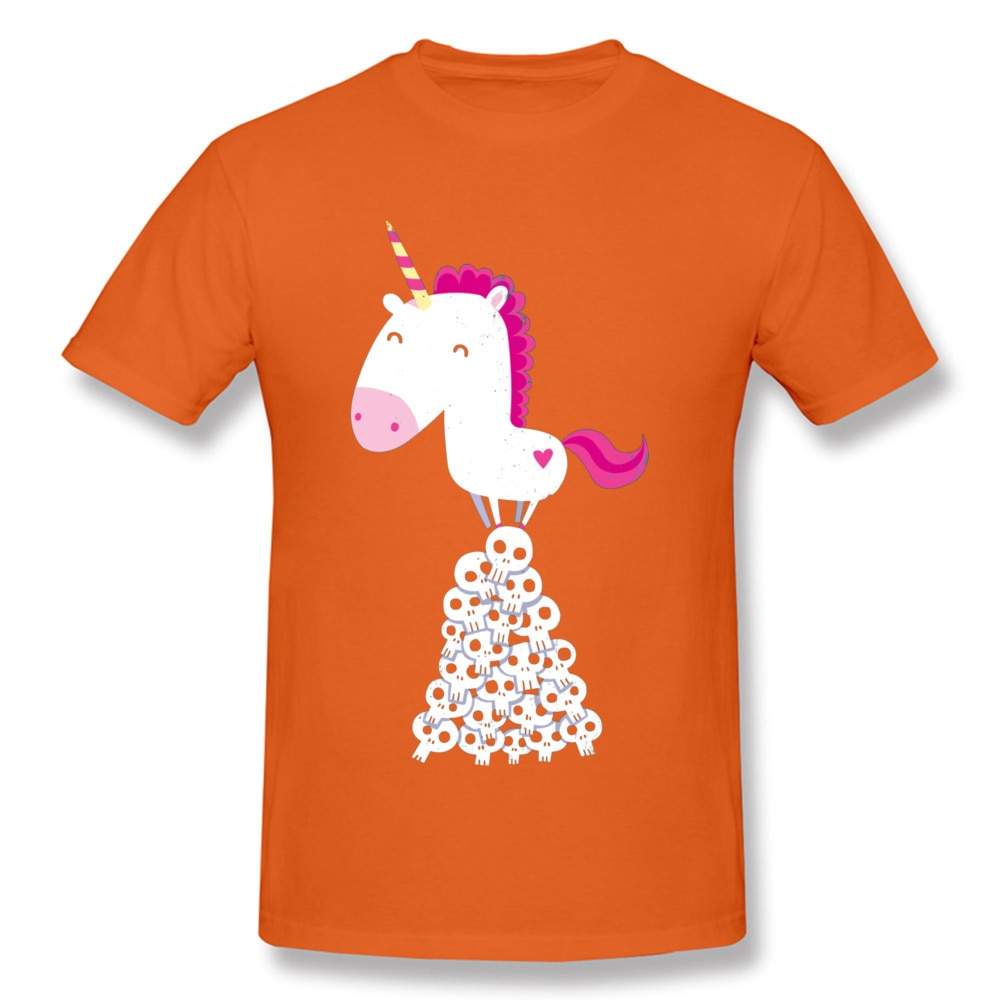 Unicorn Cartoon With Skull Style Casual Short Sleeve T-Shirt