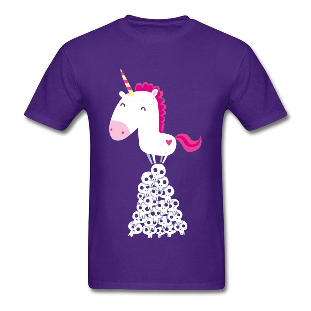 Unicorn Cartoon With Skull Style Casual Short Sleeve T-Shirt