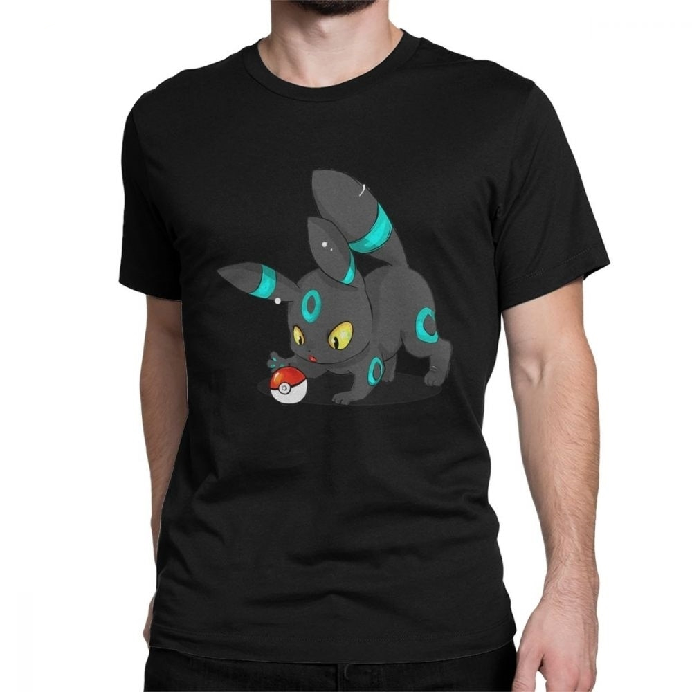  Anime Shiny Umbreon Pokeball Printed Cotton Short Sleeve T-Shirt