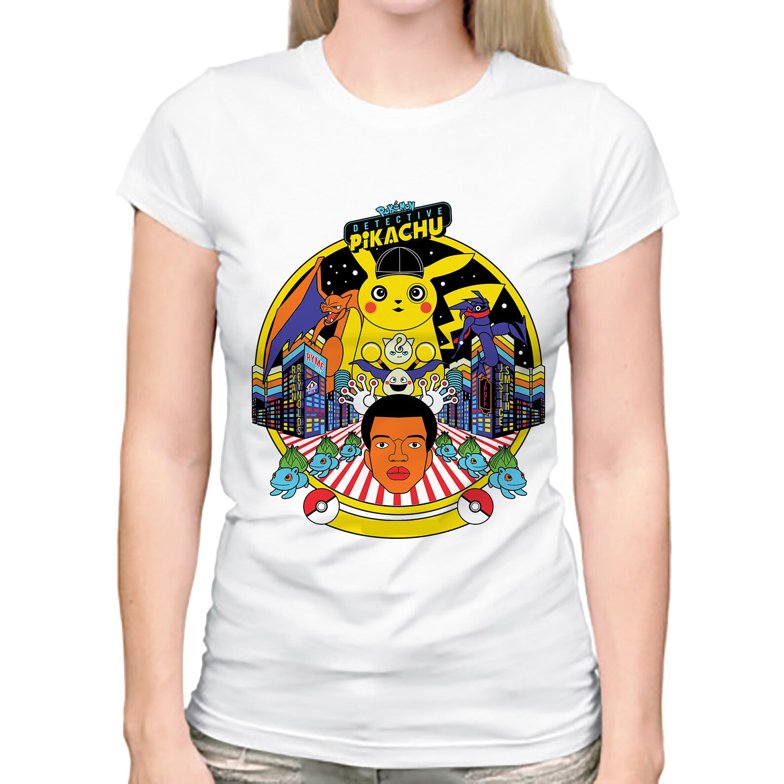 Watercolor Detective Pikachu Cartoon Casual Short Sleeve T-Shirts