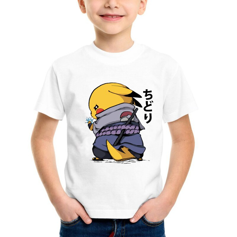 Cartoon Pokemon Pikachu Samurai Print Casual T-Shirt