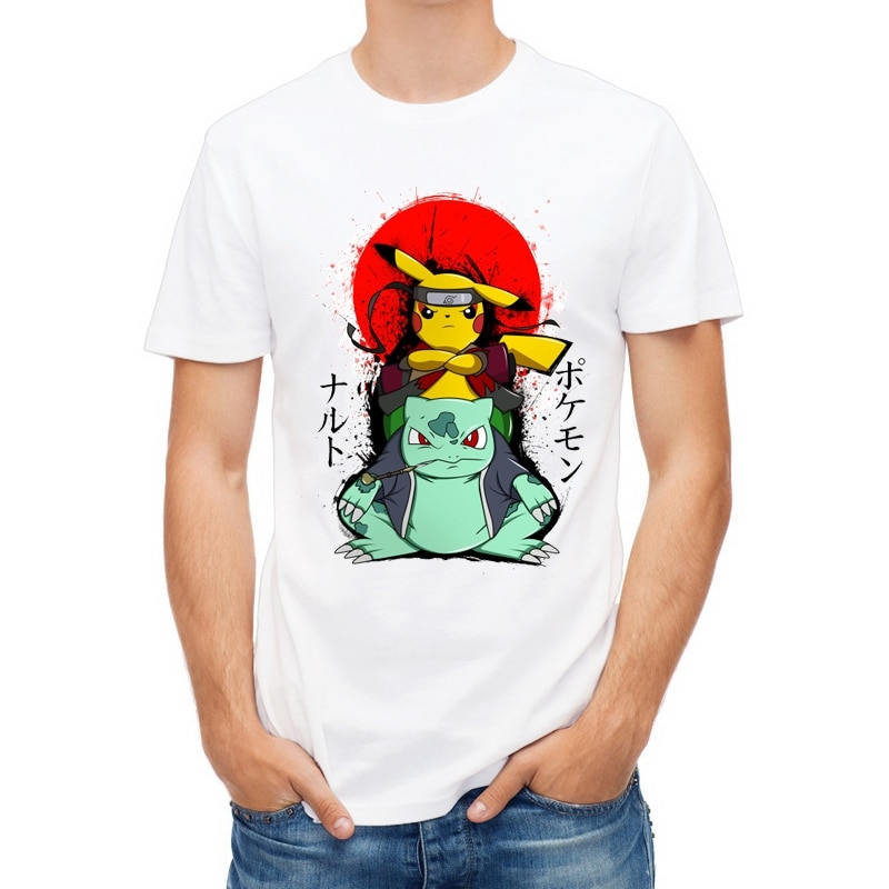 Cartoon Pikachu Character Printed Short Sleeve T-Shirt