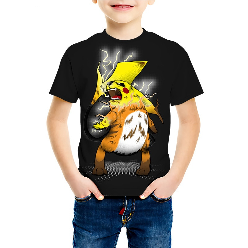 Pokemon Pikachu 3D Cartoon Print Kids T-Shirt