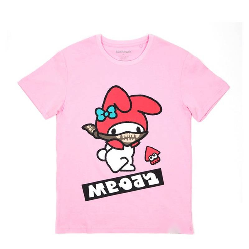 Cartoon Cinnamoroll/Pompom Purin Print Short Sleeve T-Shirt 