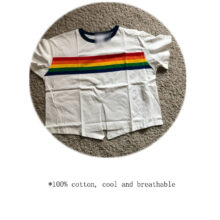 Rainbow Striped White Aesthetic T-Shirt Rainbow Striped White Aesthetic T-Shirt