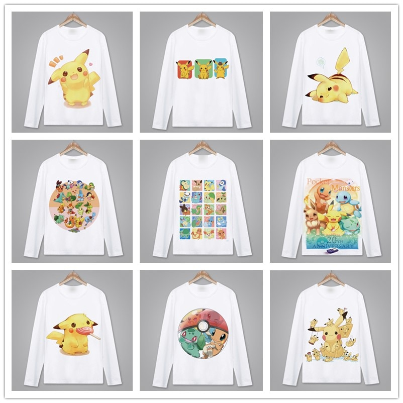 Anime Pikachu Cartoon Long Sleeve Casual T-Shirt