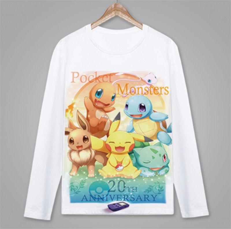 Anime Pikachu Cartoon Long Sleeve Casual T-Shirt